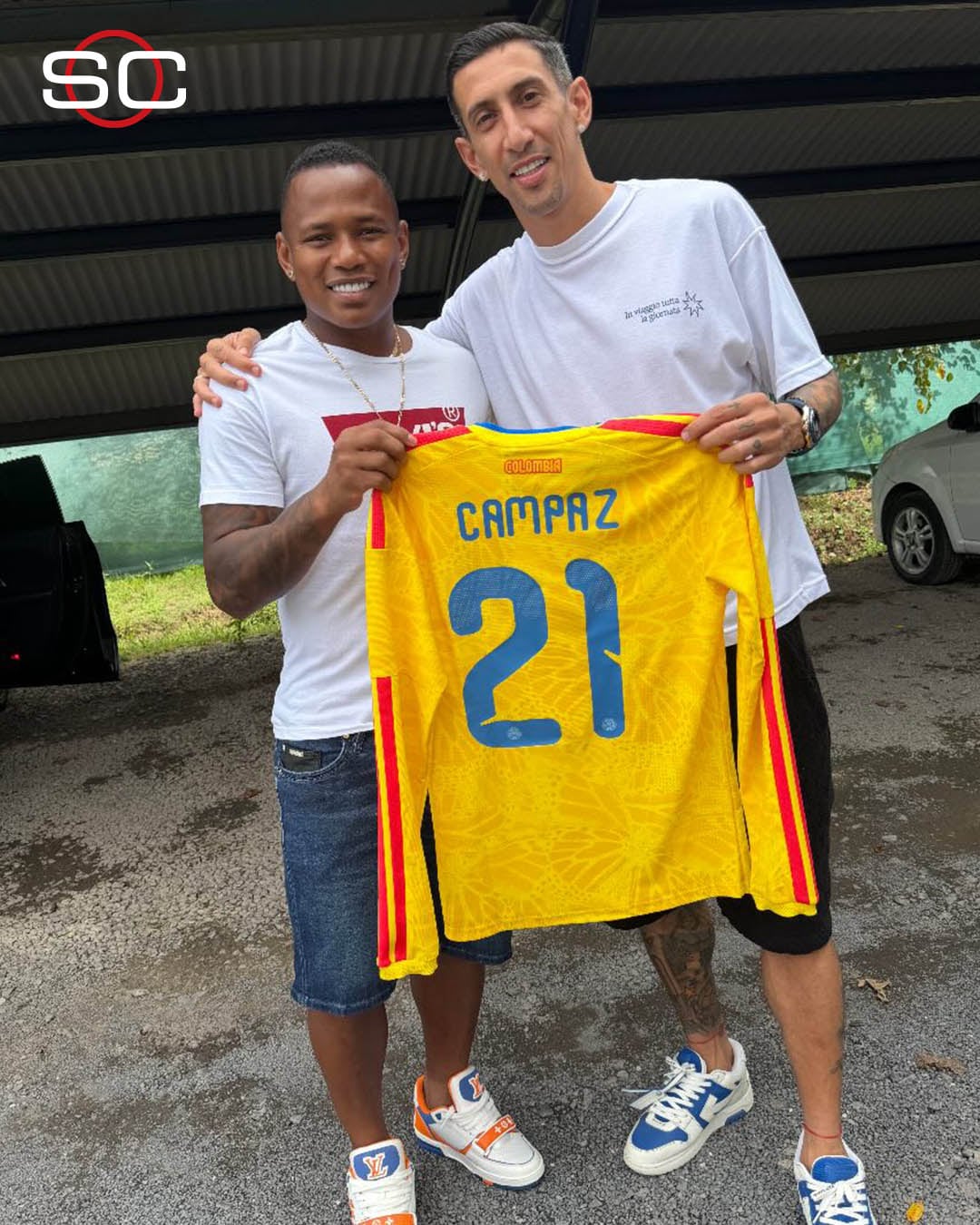 El exatacante del Deportes Tolima tuvo un gesto importante con Ángel Di María en su regreso a la concentración de Rosario Central-crédito @SC_ESPN/X