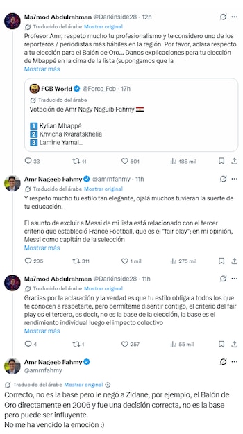 Razones periodista Egipto para no votar a Messi