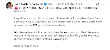 El concejal del Pacto Histórico advirtió sobre el impacto que, según afirmó, tendrían las nuevas cargas en hogares y empresas de la ciudad - Jairo Avellaneda/X