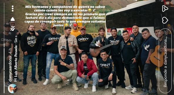 El artista lamentó la muerte de dos de sus compañeros - crédito Dany Cardona/Instagram