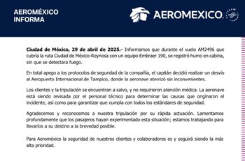 Aeroméxico investiga las causas del