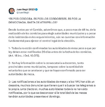 Juan Negri, jefe de campaña