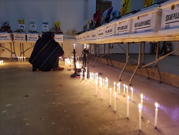 Velorio de restos identificados devueltos a familiares de la masacre de Accomarca el 18 de mayo de 2022. Archivo Jacqueline Fowks