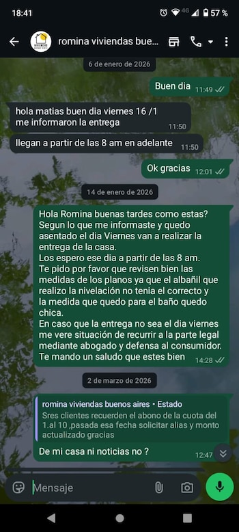 La falta de entrega obligó a la familia a abandonar sus planes de mudanza, solicitar un préstamo y buscar un nuevo alquiler (captura de video)
