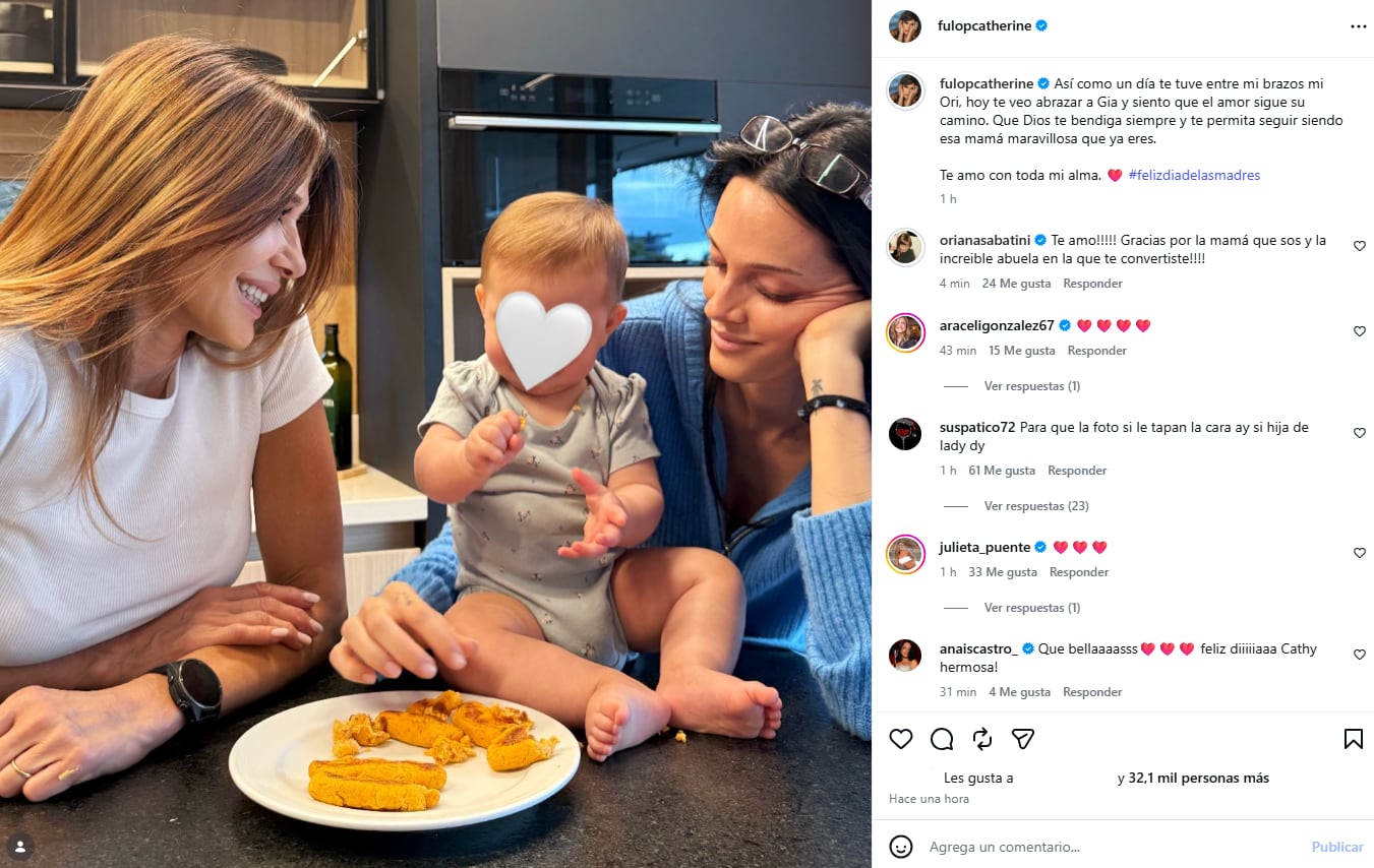Catherine Fulop publicó un mensaje emotivo para su hija con una fotografía junto a su nieta