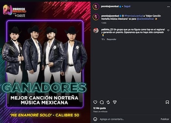 “Me Enamoré Solo” de Calibre 50 ganó la categoría.