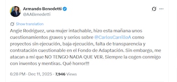 Así respondió Armando Benedetti a