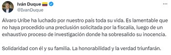 El también expresidente lamentó la