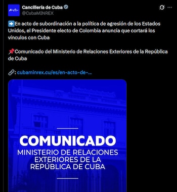 Cancillería de Cuba - crédito @CubaMINREX/X