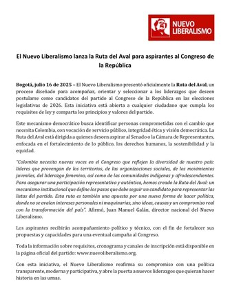 El Nuevo Liberalismo lanzó oficialmente