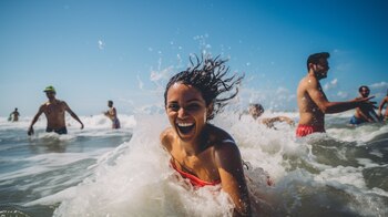 Una joven nada en una