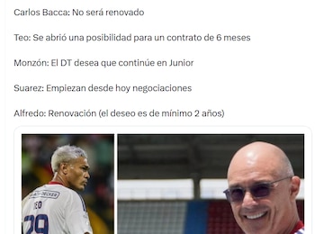 De los jugadores que terminan contrato con Junior de Barranquilla, solo Carlos Bacca no sería renovado - crédito @alexisrodriguex/X