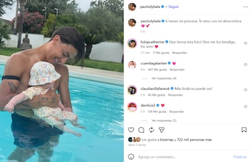 Paulo Dybala publicó una foto junto a Gia y le dedicó un mensaje por su cumplemés que superó los 720.000 “me gusta”