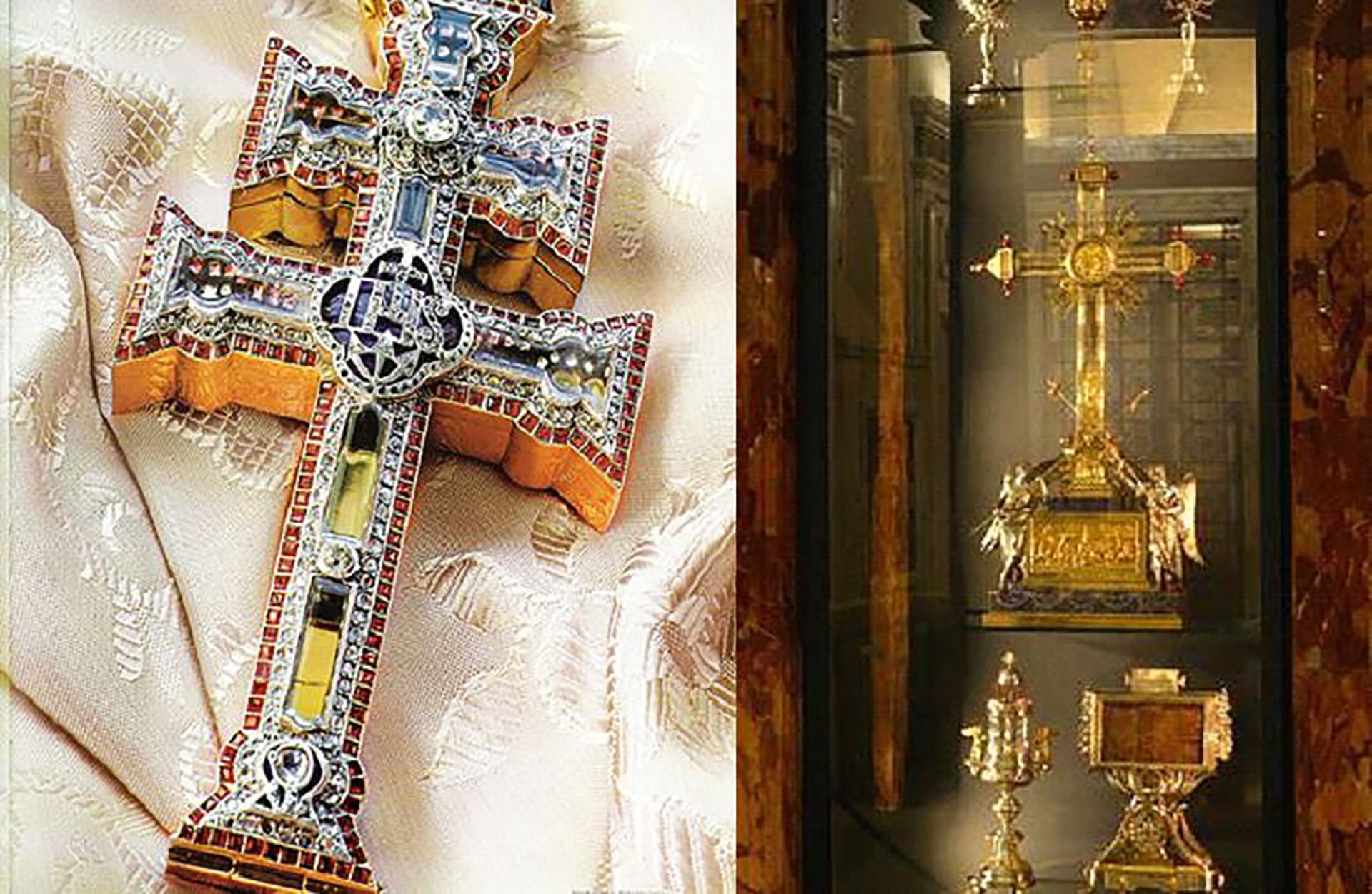Relicario de la Santa Cruz de Caravaca, España, y reliquias de la Santa Cruz en la Iglesia de la Santa Cruz, Roma (Hugo Martin)