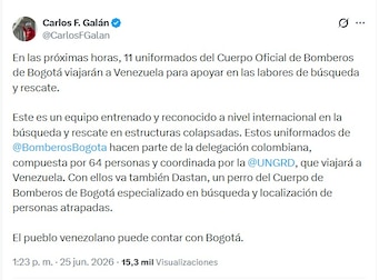 El primer temblor fue de magnitud 7,2 y el segundo de 7,5; ambos ocurrieron con pocos segundos de diferencia - crédito @CarlosFGalan/X