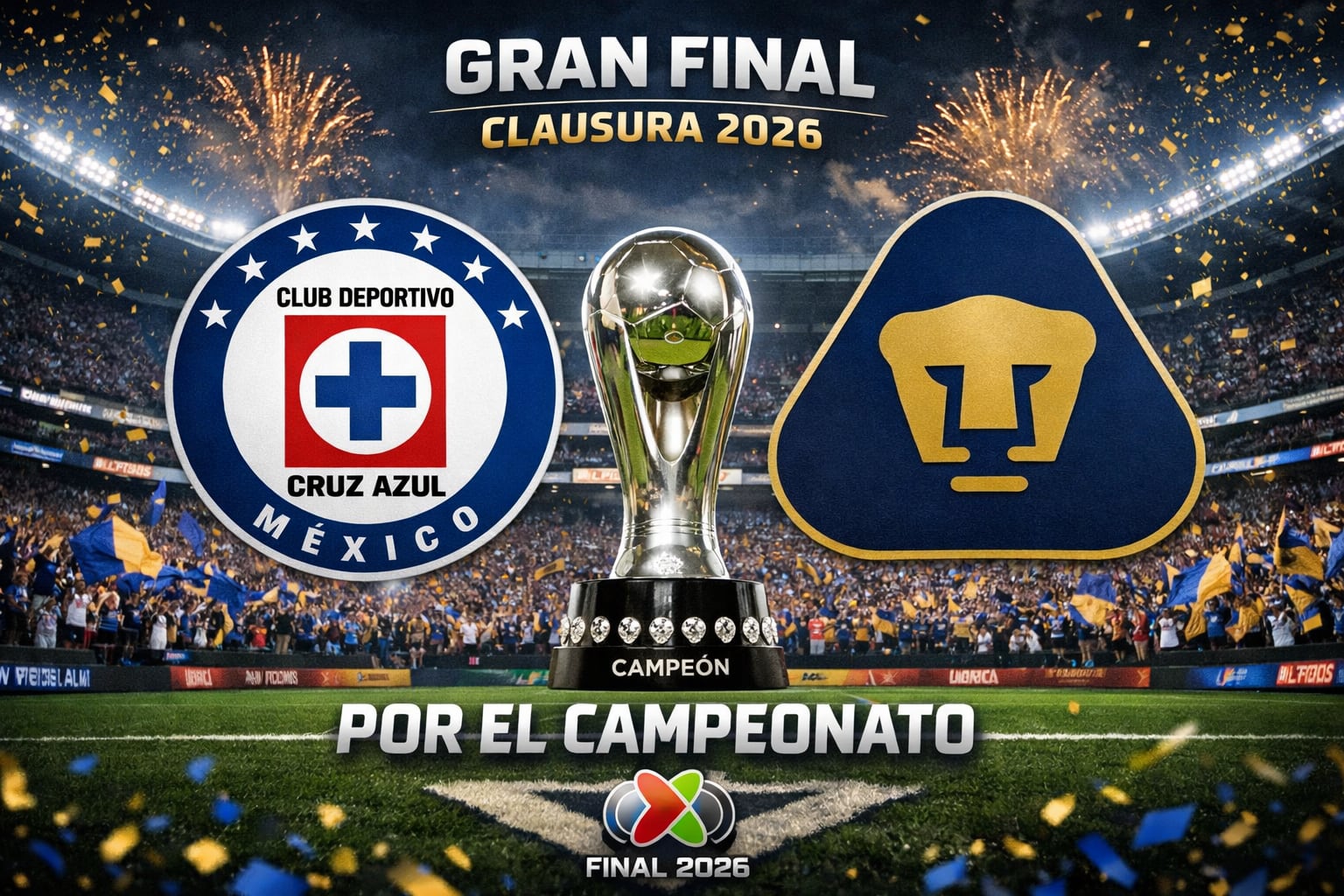 Cruz Azul y Pumas disputarán el título del Clausura 2026 de la Liga Mx. (Imagen Ilustrativa Infobae)
