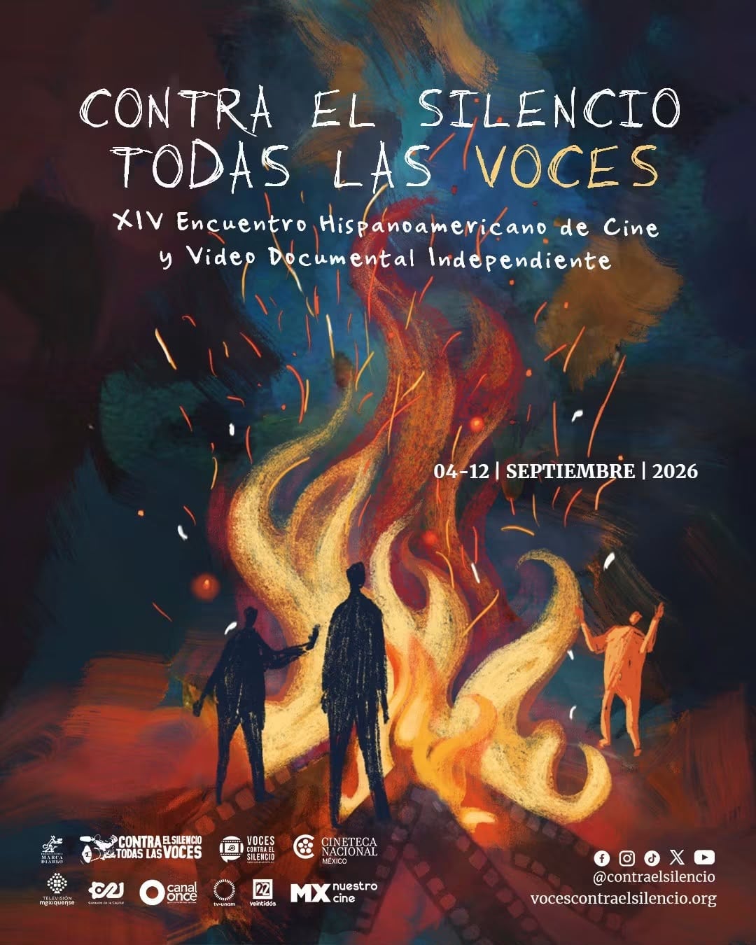 Cartel del XIV Encuentro Hispanoamericano de Cine y Video Documental Independiente: Contra el Silencio Todas las Voces. (Contra el Silencio Todas las Voces)