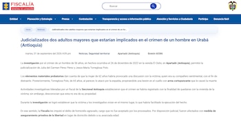La imputación por homicidio agravado sostiene que el crimen habría sido planeado para quedarse con una vivienda en la que residían los procesados y la víctima - crédito Fiscalía General de la Nación