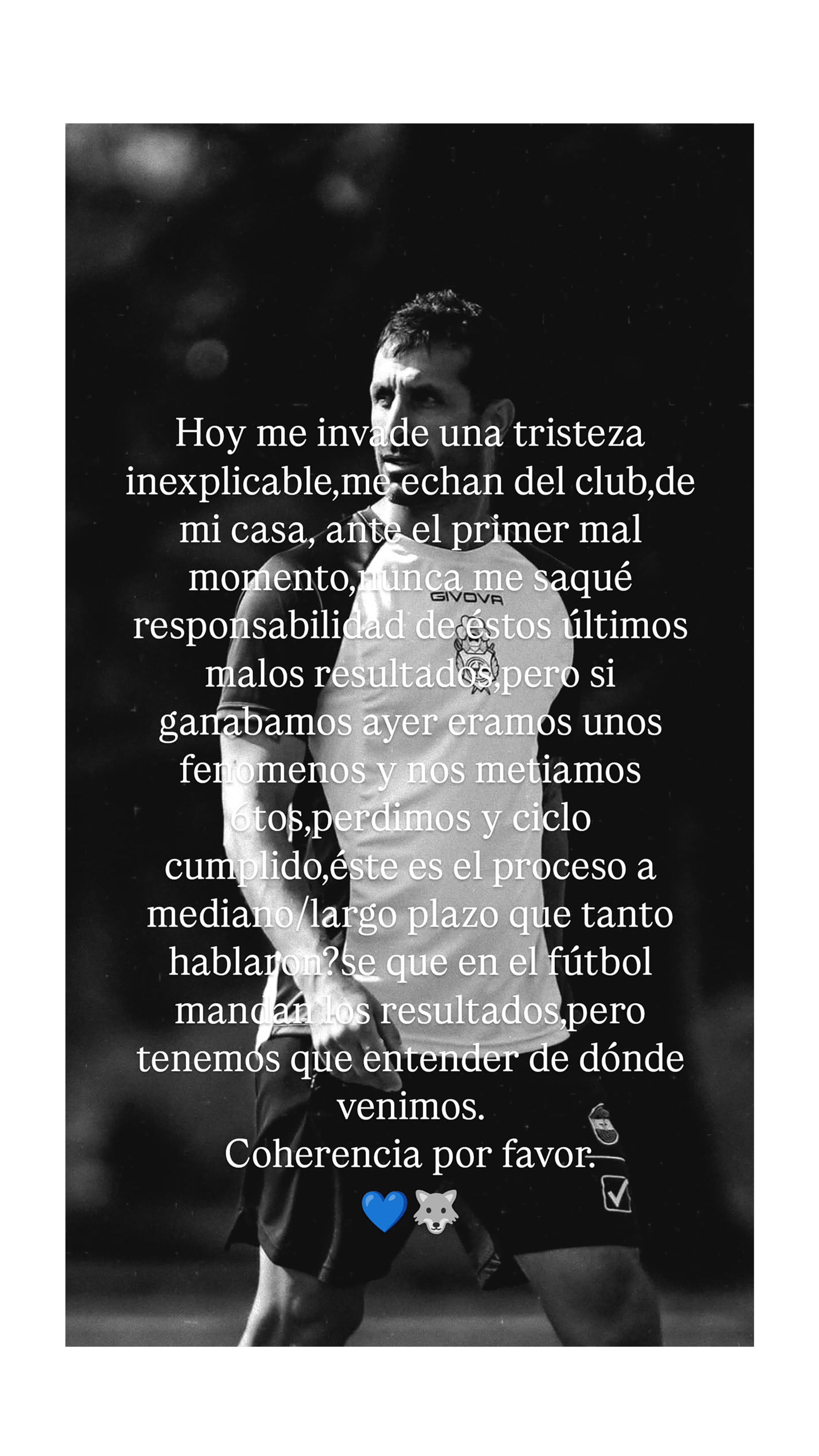 El primer posteo de Zaniratto en el que apuntó contra la decisión del club (@ferluchozaniratto)