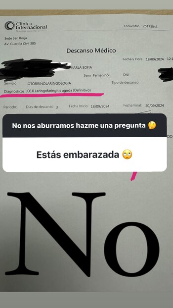 Karla Tarazona tiene descanso médico