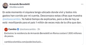 El embajador Armando Benedetti asegura