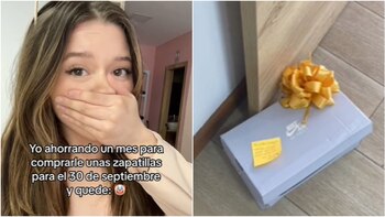 joven regala tenis a su novio