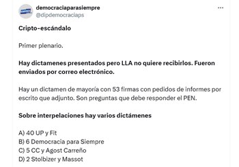 El tuit del bloque Democracia