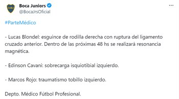 El parte médico que difundió