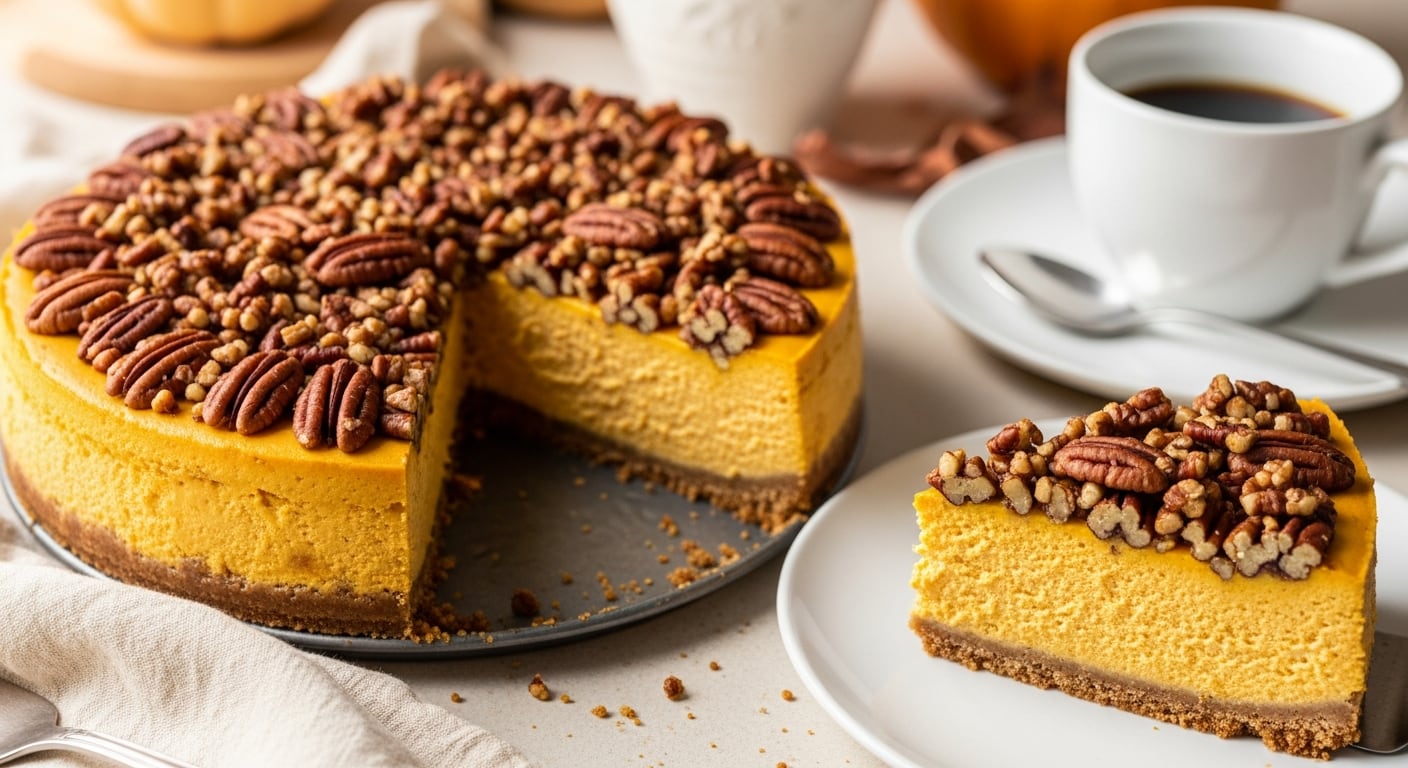 La receta de cheesecake de calabaza y nueces rinde aproximadamente 8 porciones y puede adaptarse a moldes individuales (Imagen Ilustrativa Infobae)