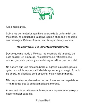 El chef reconoció su error