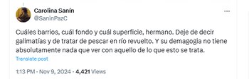 La escritora Carolina Sanín respondió