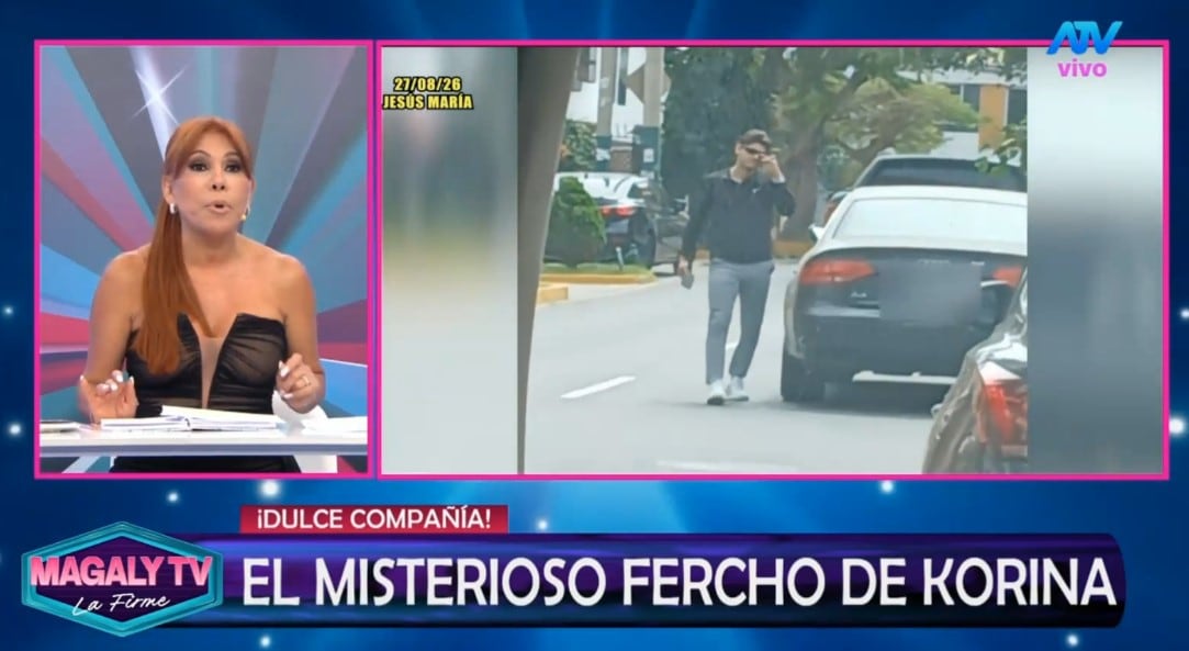 Magaly cuestiona el 50/50 de Korina tras verla junto a Emanuel Parrado. Captura: Magaly TV La Firme.