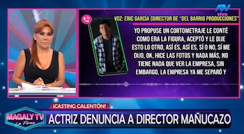 Magaly Medina confronta a Erick García Vilca por supuesto casting: “Tú representas a esa empresa”. Captura: Magaly TV La Firme.