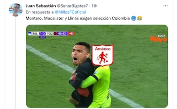 Memes del partido entre Millonarios y América (Liga BetPlay 2022-1, fecha 14). Captura de pantalla