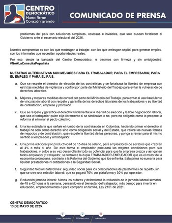 Propuestas del Centro Democrático para