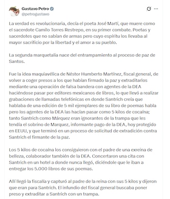 El presidente Gustavo Petro señaló que la Segunda Marquetalia surgió como consecuencia de una operación diseñada para sabotear la paz - crédito @petrogustavo/X