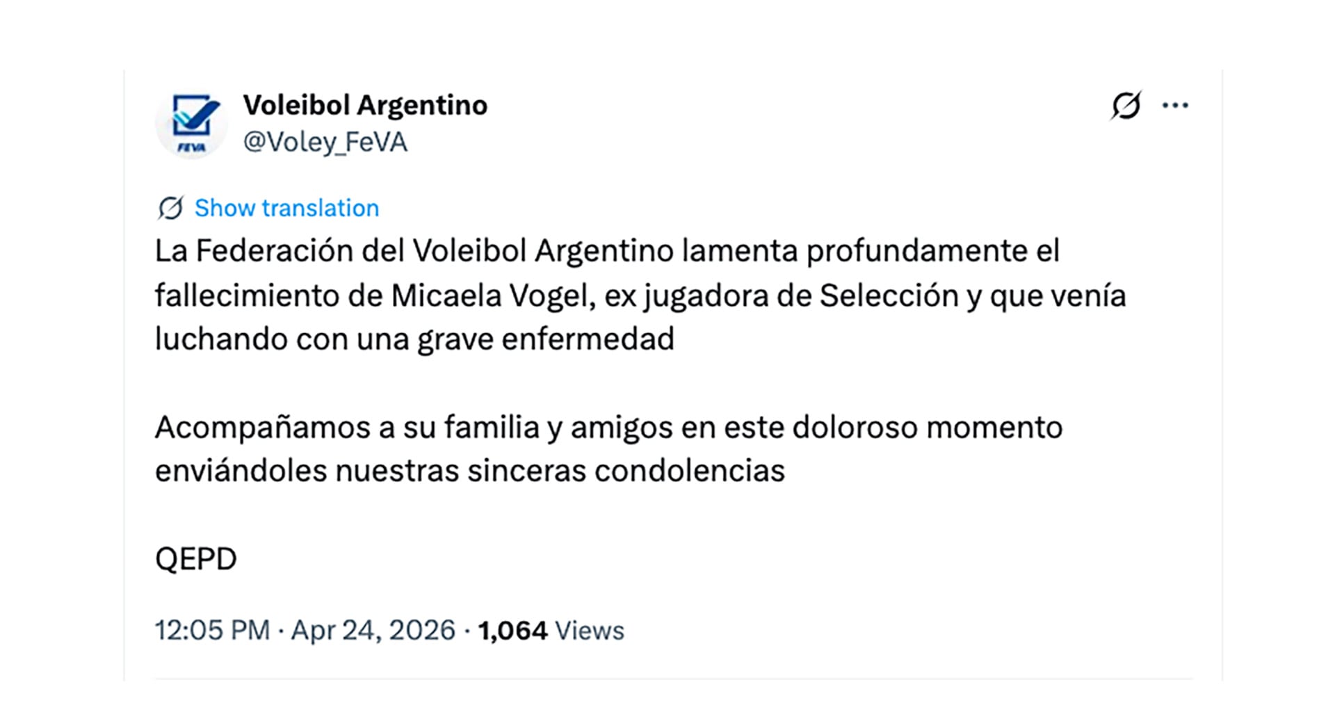 El comunicado de la Federación del Voleibol Argentino