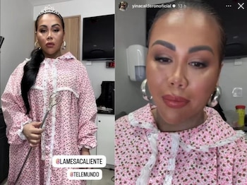 Yina Calderón intentó caracterizar a Celinee Santos en 'La mesa caliente' y sombreó su rostro, pero la cadena le prohibió aparecer en pantalla por las connotaciones raciales que podría tener su aparición - crédito @yinacalderonoficial/Instagram