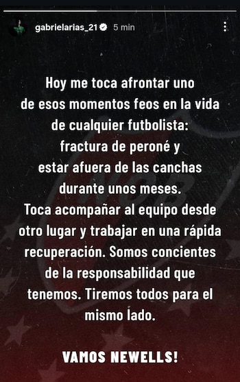 El posteo de Gabriel Arias