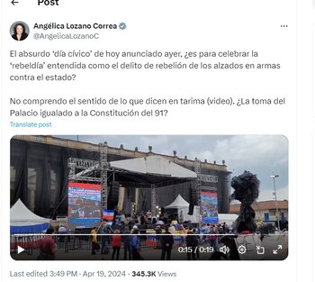 Angélica Lozano crítica evento de