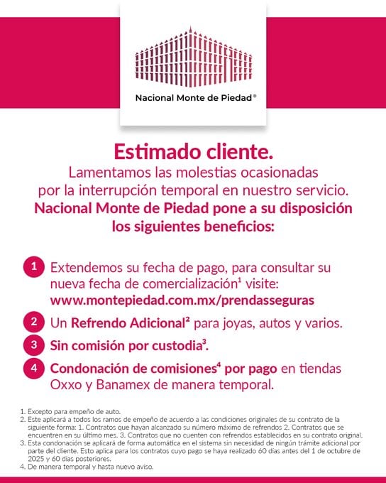 A pesar de la suspensión de operaciones presenciales, el Monte de Piedad habilita mecanismos digitales para abonos y refrendos, aunque sin resolver el acceso a préstamos ni la recuperación de bienes (Nacional Monte de Piedad)