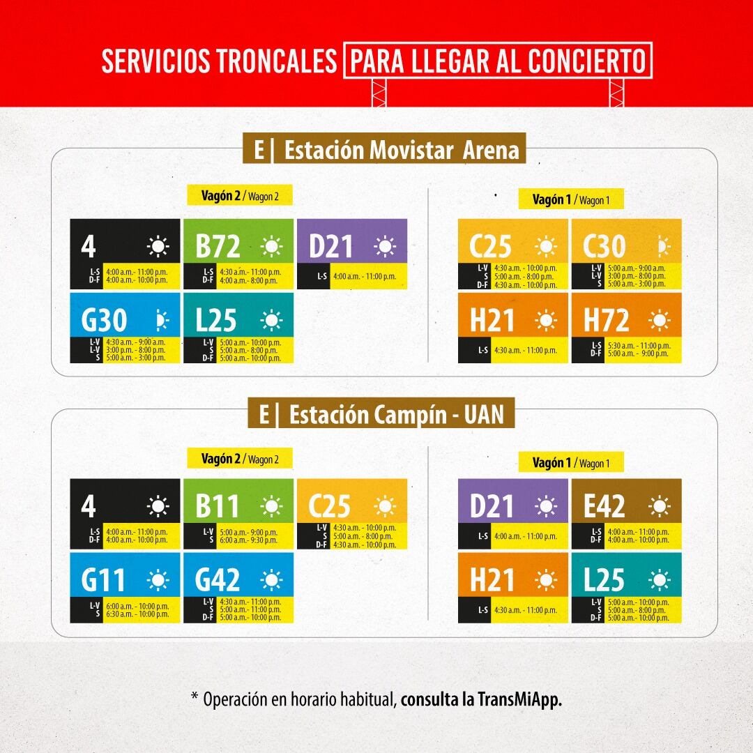 Así será la movida de Transmilenio para los conciertos de Silvestre Dangond en el estadio El Campín - crédito Transmilenio