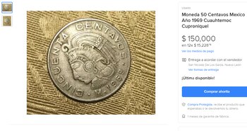 Moneda antigua de 50 centavos.