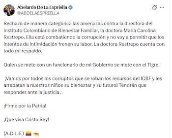 Abelardo de la Espriella salió en respaldo de la directora del Icbf