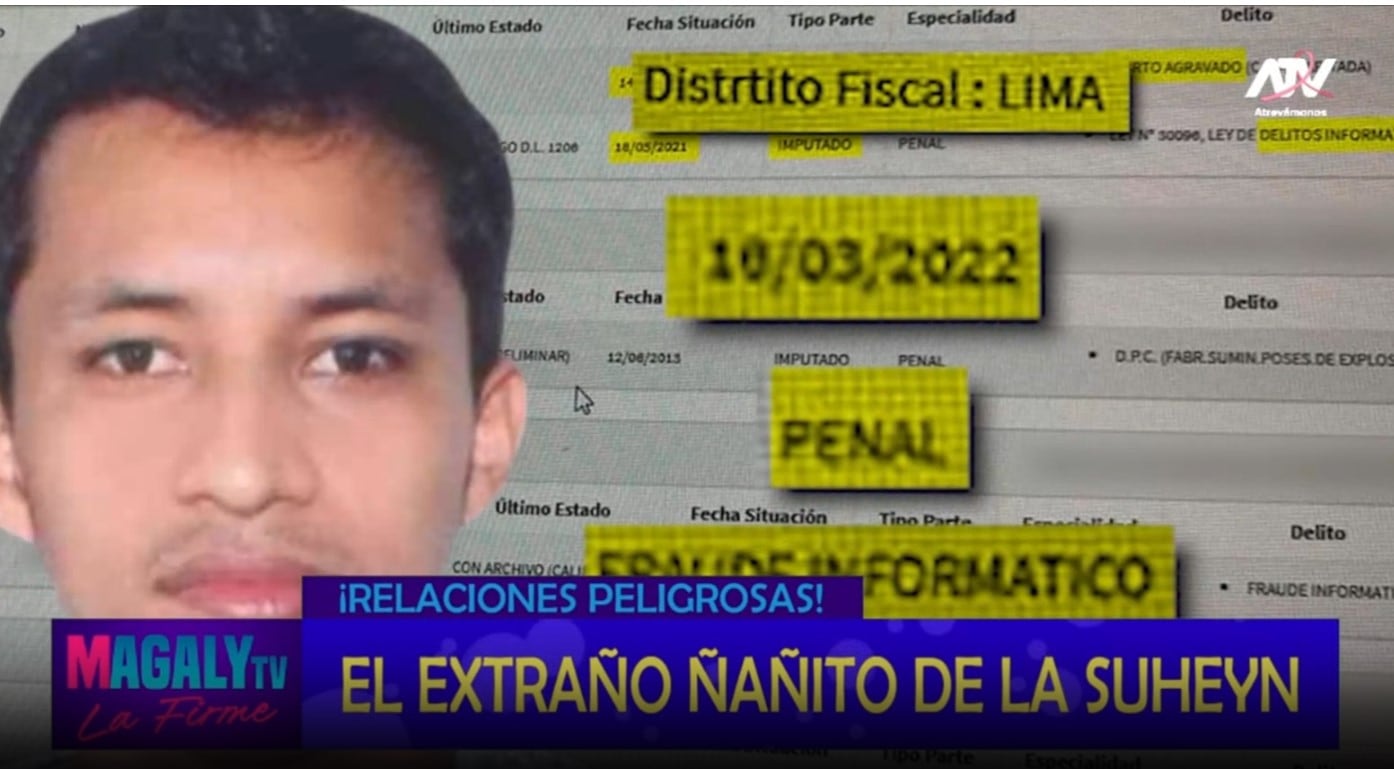 Suheyn Cipirani fue captada con hombre investigado por fraude informático: Magaly cuestiona su elección sentimental. Infobae Perú / Captura TV - Magaly TV La Firme