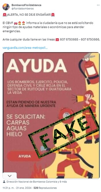 El volante que está circulando