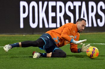 Soccer Football - Serie A - Cagliari v Napoli - Sardegna Arena, Cagliari, Italy - February 21, 2022 Napoli's David Ospina during the warm up before the match REUTERS/Alberto Lingria