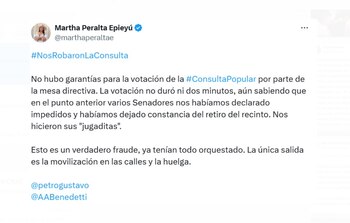 La senadora Martha Peralta señaló