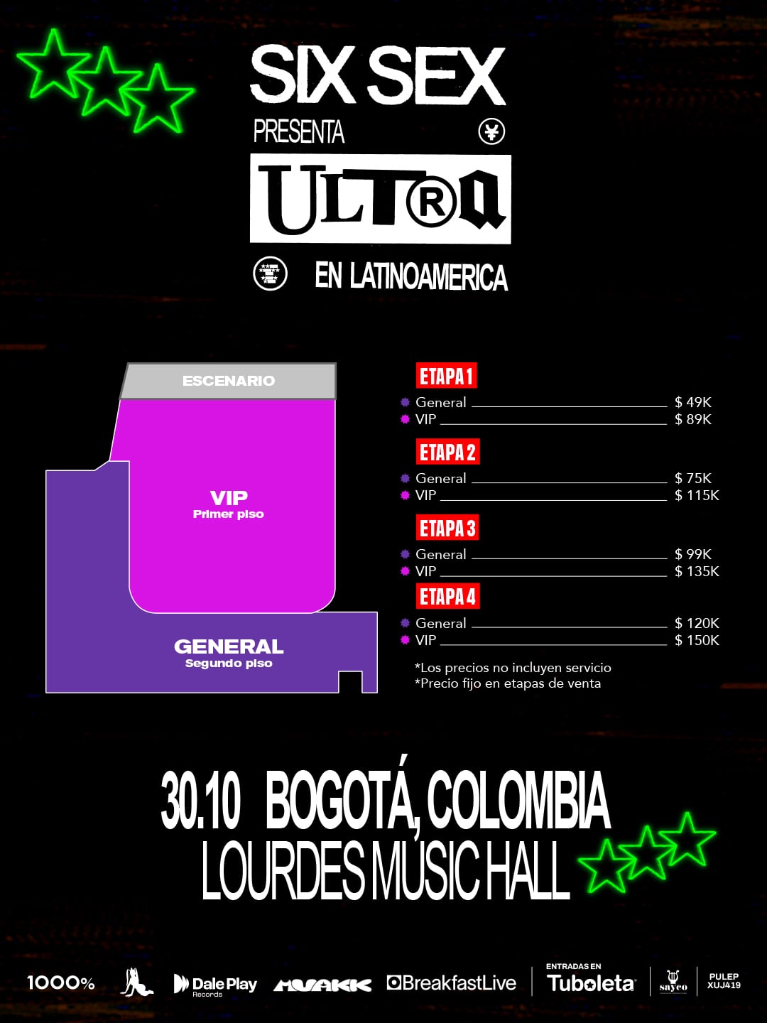 La venta general de entradas para Six Sex en Bogotá comenzará el 1 de septiembre de 2026 por Tuboleta y el ingreso será solo para mayores de 18 años - crédito cortesía Breakfast Live