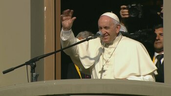 Durante su visita al Perú,